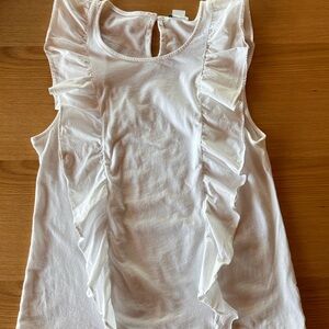 J Crew Women's White Ruffle Sleeve Shell Top
